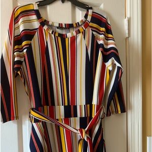 Multi colored maxi dress with belt